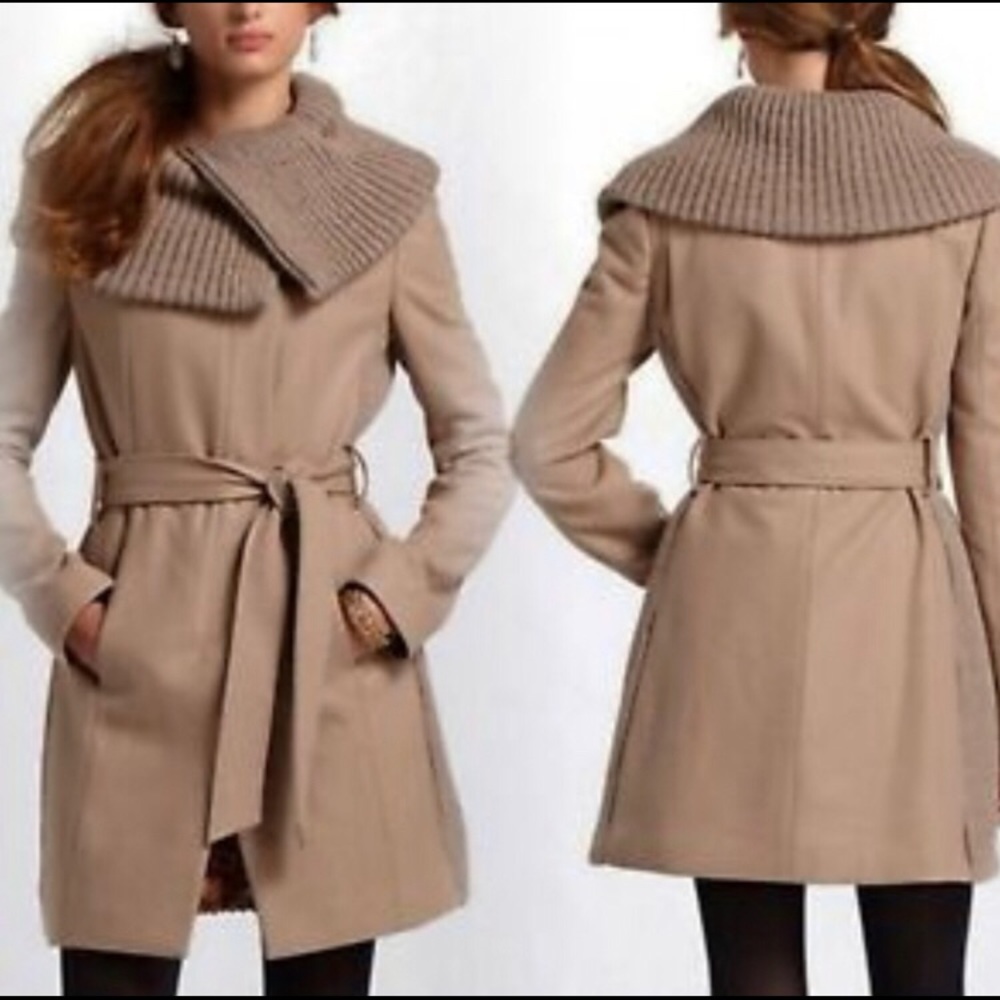Anthropologie Elevenses Wool Blend Belted Coat
